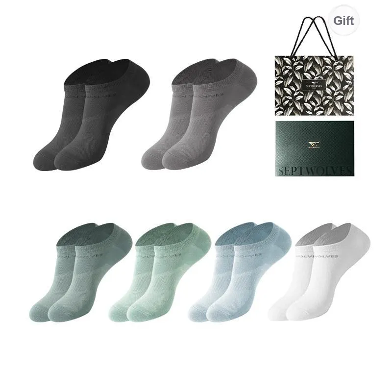 SEPTWOLVES Ankle Socks Men's 6 Pack Gift Box Set+Shopping Bag-48
