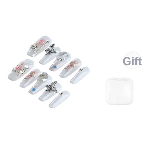 SHANGSHIQIN Мягкий Розовый False Nail Средний LADDER Молочный Белый Однотонный 25 мм