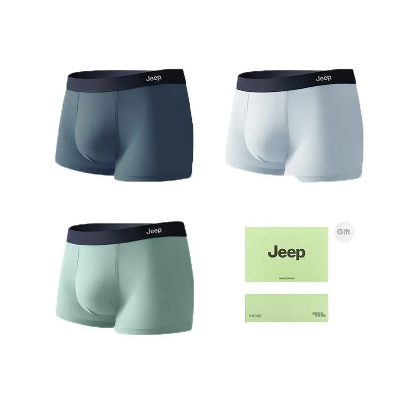 Jeep Underpants Comfortable And Breathable Versatile 100% Cotton Men's Box 3 Pack-8