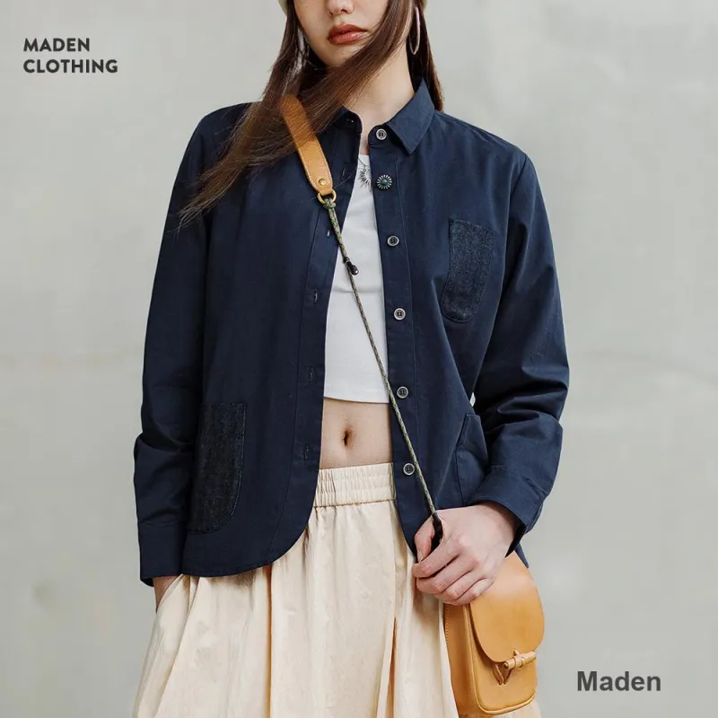 MADEN Shirts Women's Navy Blue-1
