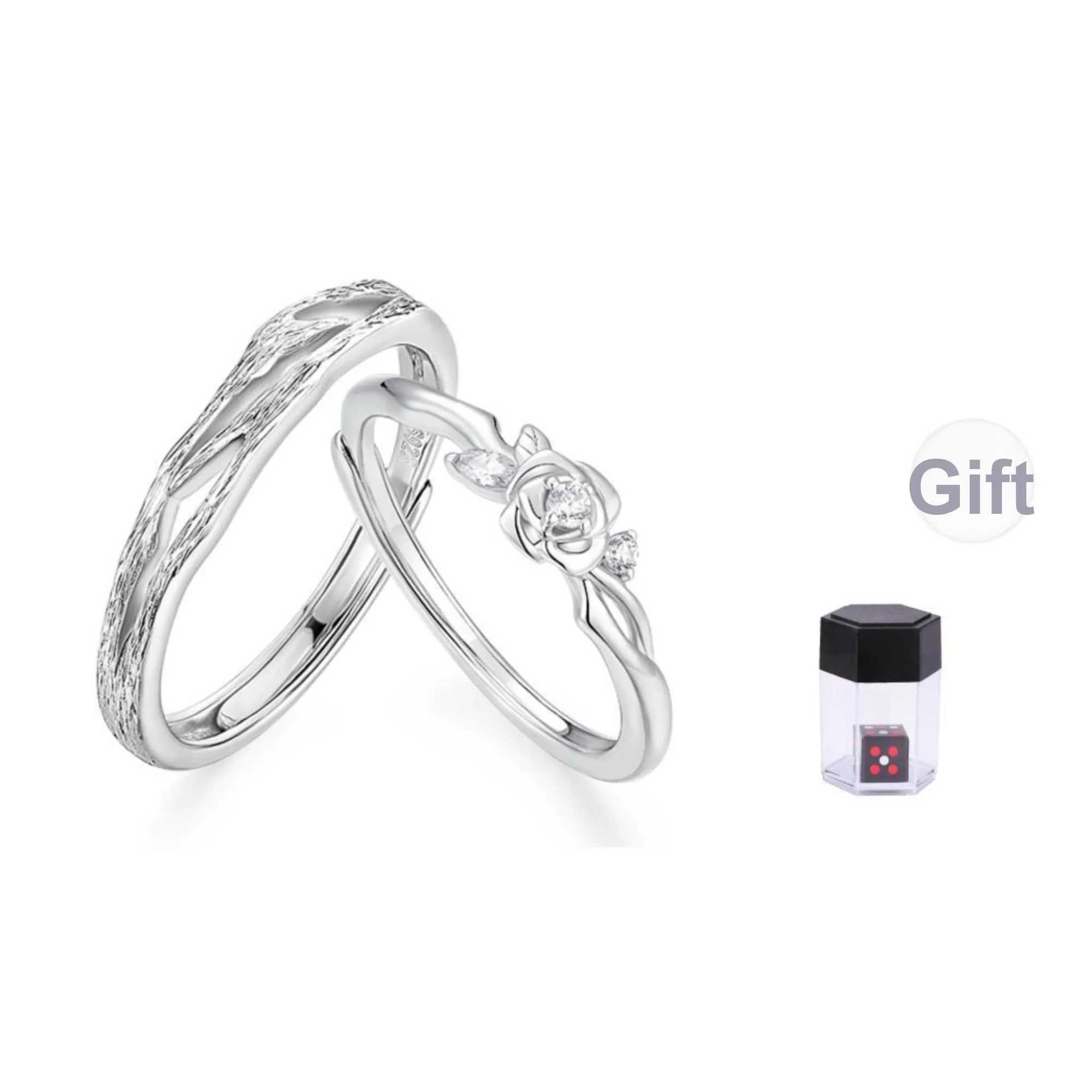 KADER 925 Sterling Silver Rings Unisex Silver white Gift Box