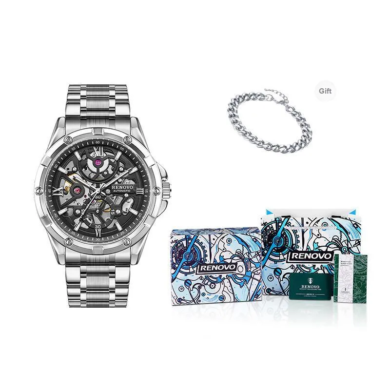 RENOVO Explorer Collection Automatic Mechanical Movement Watch Unisex Cut Out Dial-18