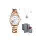 6126-Rose Gold White Face+Steel Band[Preserved Flower Box+Floral Necklace]