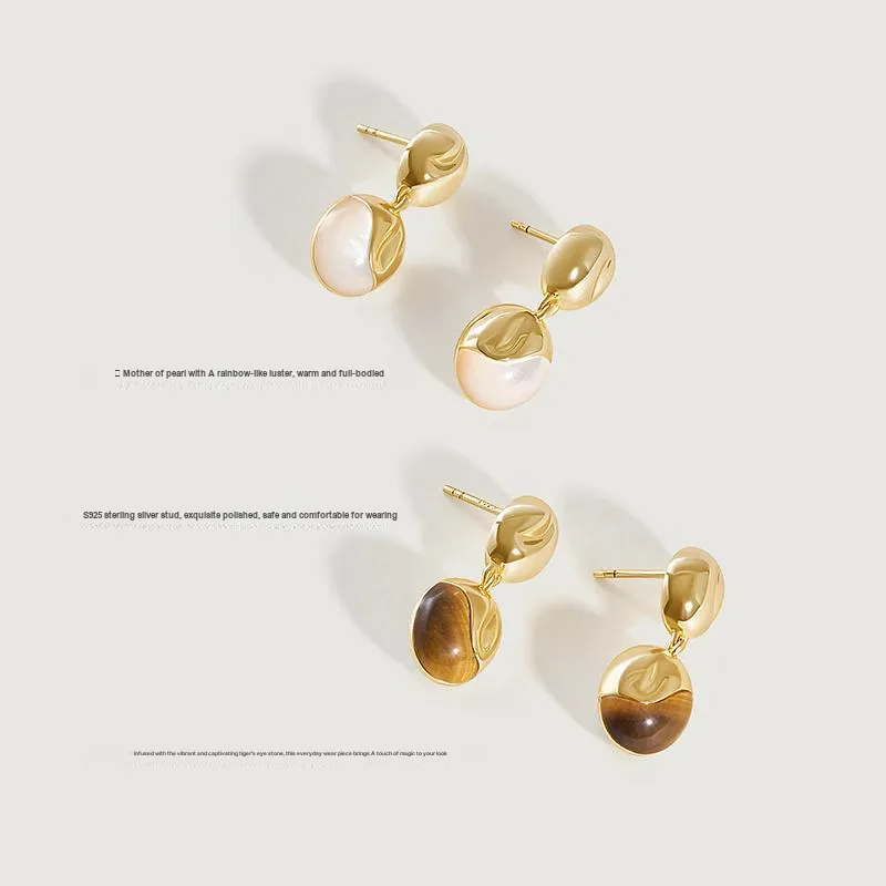 Amber Lollipop Tiger's Eye Stone Earrings Women's-2