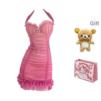 FLIM Sleeveless Dresses Women's Pink Bear Box