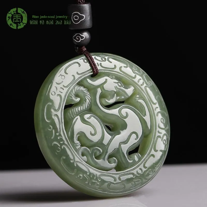 WANYUHUN Pendants Green Jade Unisex-3