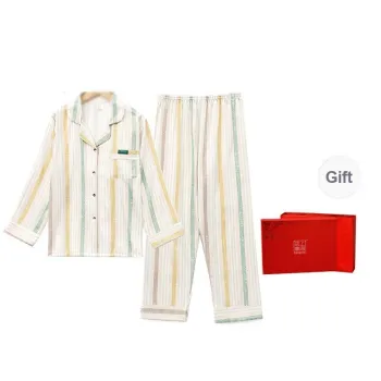 Shanghai Story Pajama Set Women's Gift Box Set Oil Painting Color Strips
