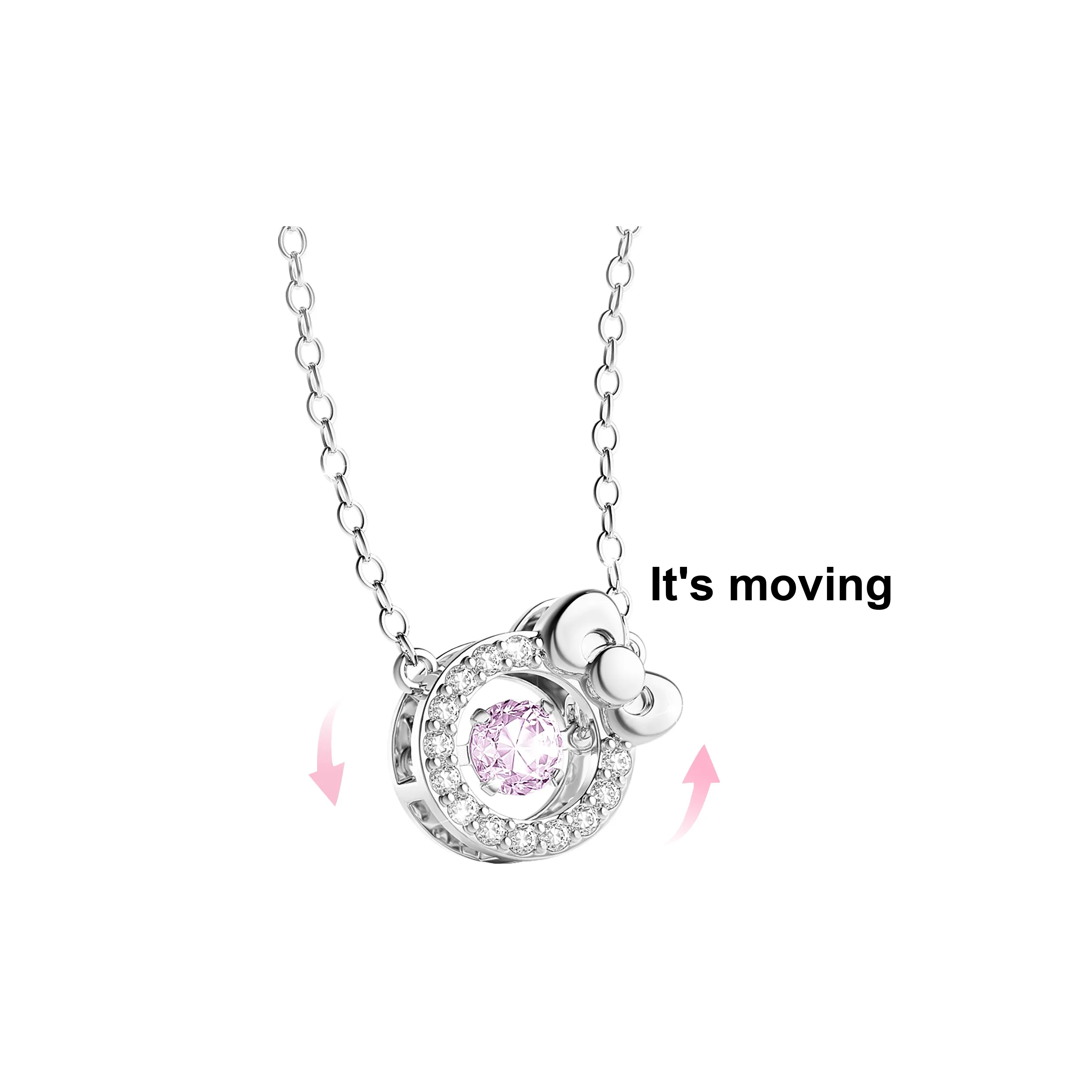 TIDECOLOR Hello Kitty S925 Silver Necklaces Women's Pink