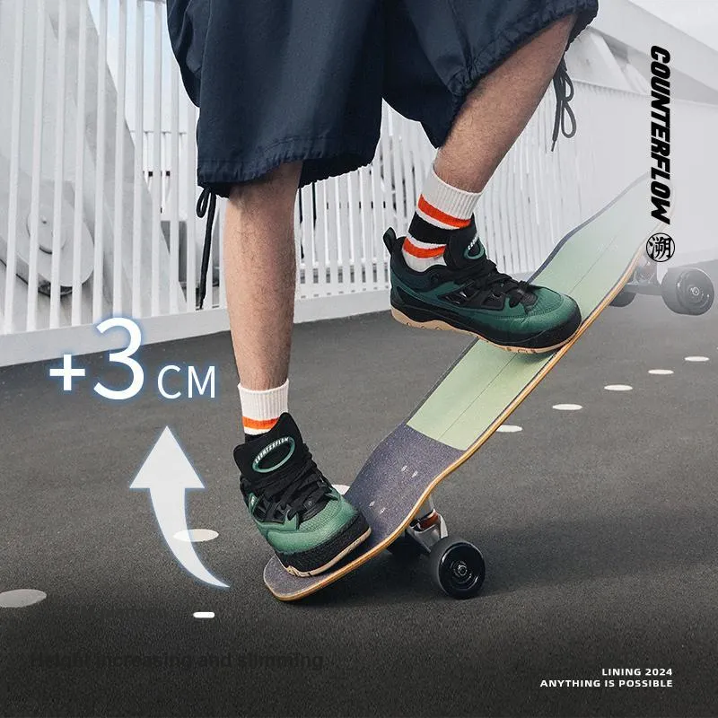 LiNing CF Tracing Collection Laud 3 SS Slip Resistant Cushioning Low Top Skateboard Shoes Men's Black Green-6
