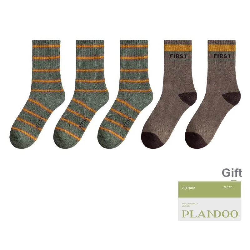 PLANDOO Mid Calf Socks Men's Shopping Bag 5 Pack-5