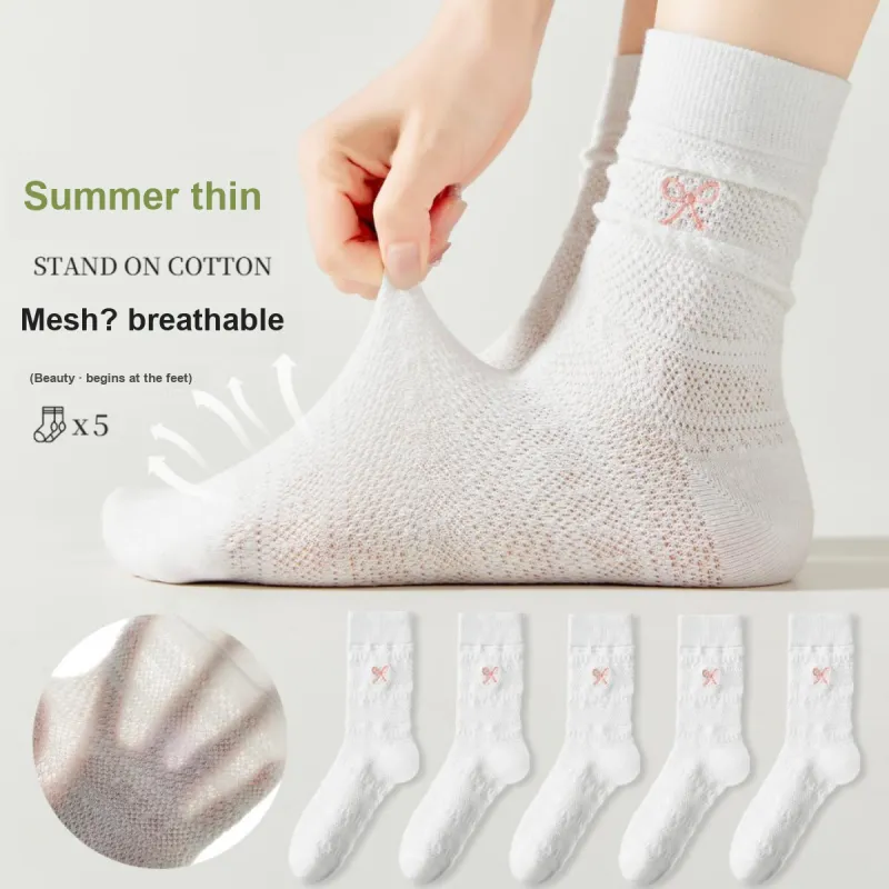 MIIOW Mid Calf Socks Women's 5 Pack-3