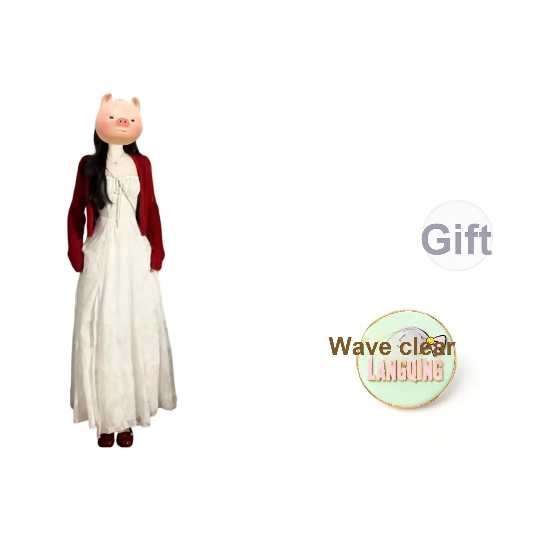 LANGQING Белое платье 57152 с подарками Wangqing бренд наклеенный женские слиплатья