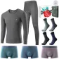 8-Piece Set Gift Box (1 Set V-Neck Dark Heather Gray Underwear+3 Pack Underpants+4 Pairs of Socks)