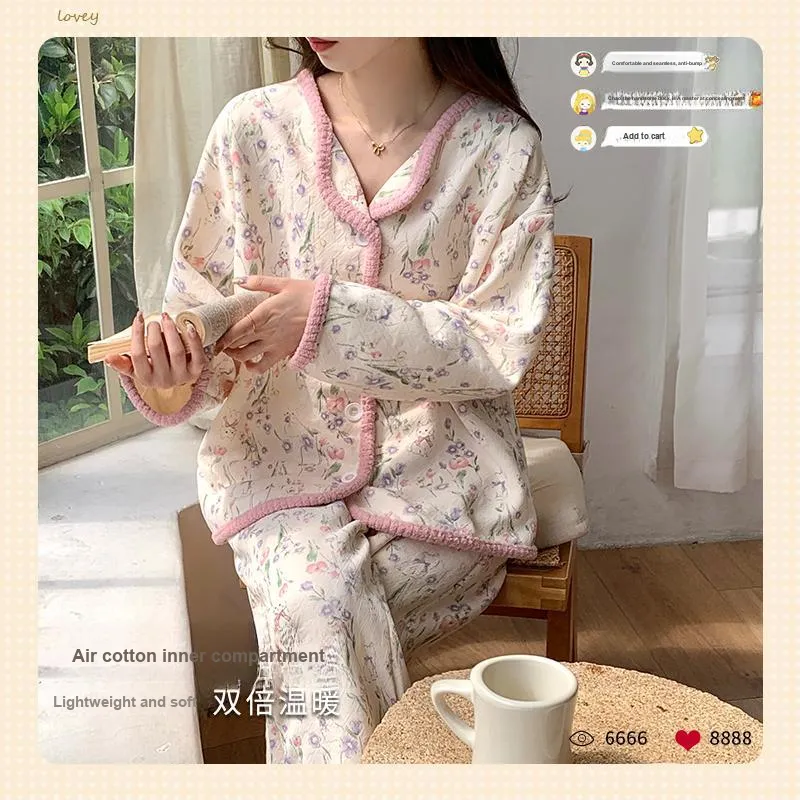 XIAFENYAN Pajama Set Women's Apricot-1