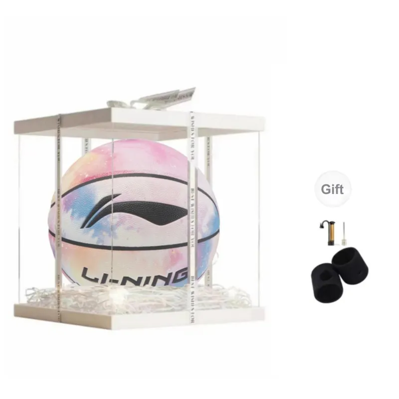 LiNing Badfive B8000 PU Basketball Pink/Black/Blue Size 7 Training Unisex-7