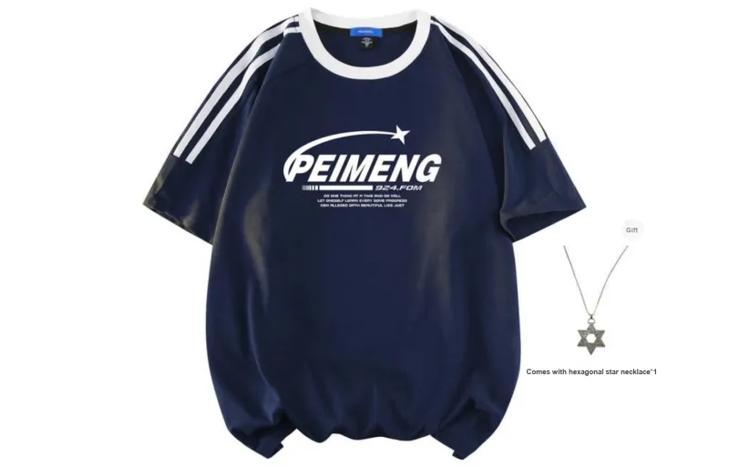 PEIMENG Short Sleeved T Shirts Unisex Comes With Necklace-17