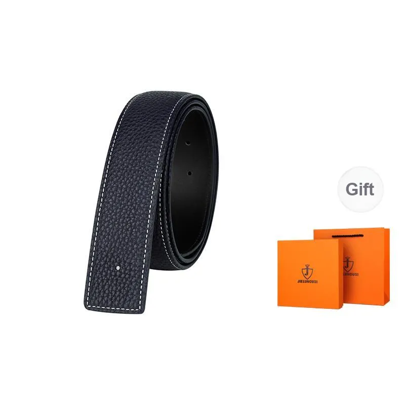 Jaylen Oos Headless H Buckle Smooth Buckle Unique Design Double Sided Top Grain Cow Leather Leather Belts Men's-8