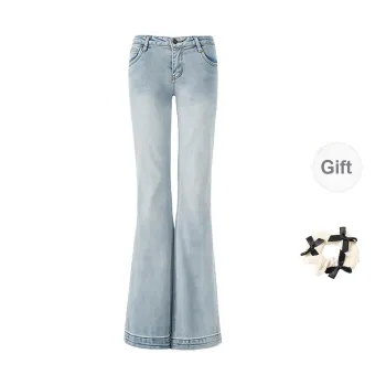 TORIGHT Jeans Women's Light Blue+Bowknot Hair Tie Comes With