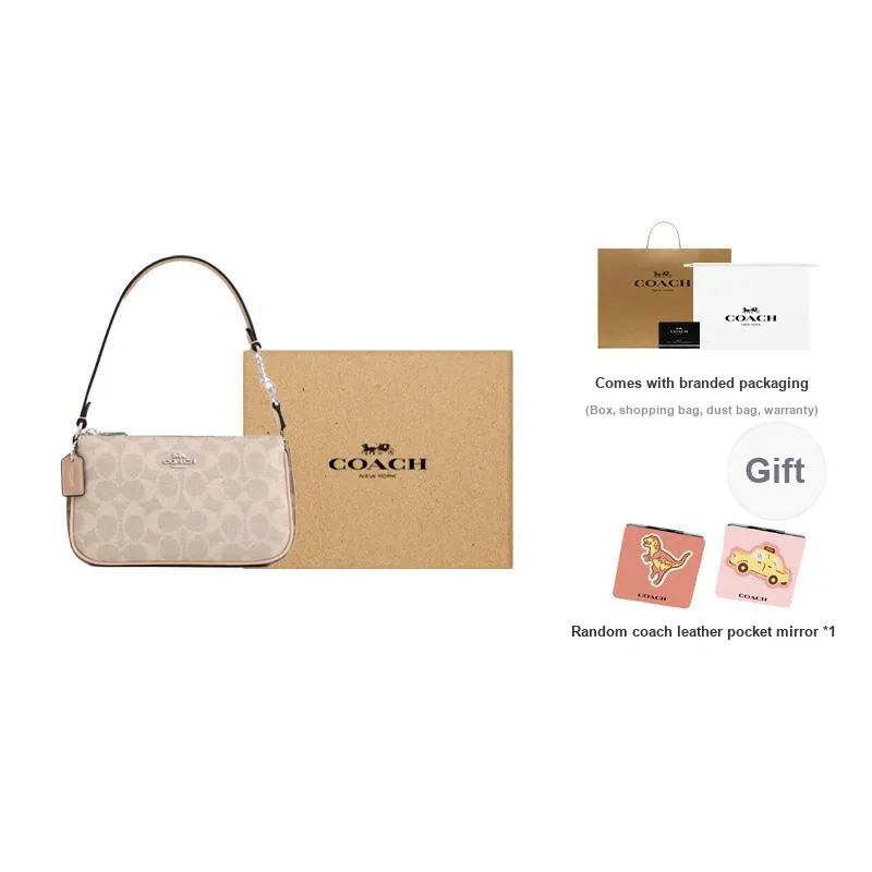 COACH Nolita Coated Canvas Portable Crossbody Bag Shoulder Bag Small Size Women's Sand & Gray Umber Multicolor-10