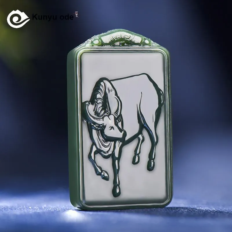 KUNYUYAO Hetian Jade Pendants Green Jade Unisex-6