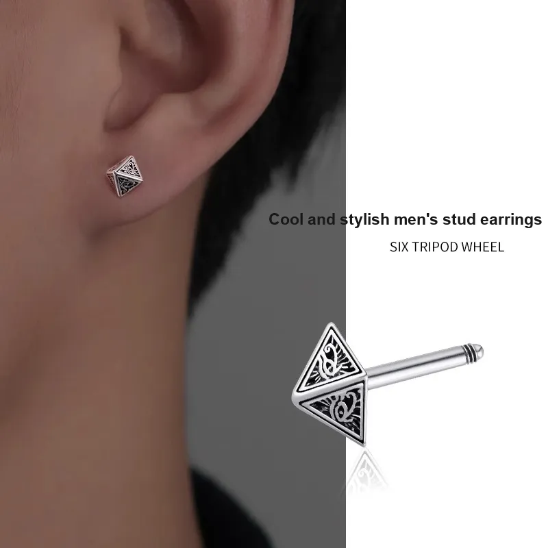 QIANFANGDAHUANGYE Alloy S925 Silver Stud Earrings Men's-3