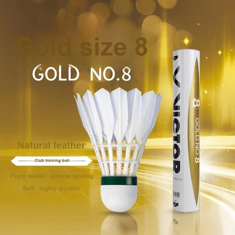 VICTOR Gold Size 8 Duck Feather Shuttlecock 12 Pack Water Duck Feather Outdoor Sports Shuttlecocks-5
