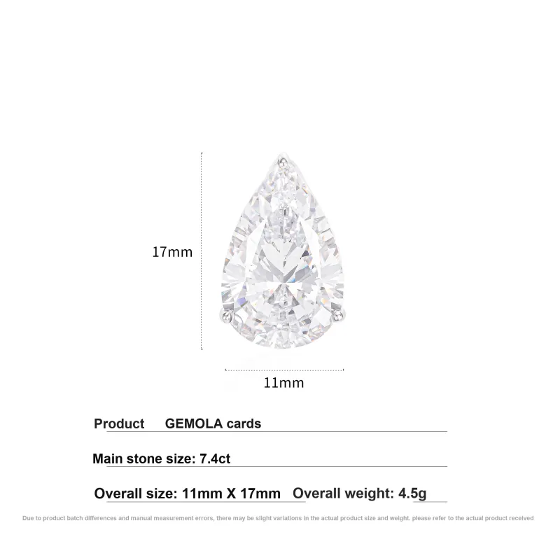 GEMOLA Synthetic Cubic Zirconia Clip On Earrings Unisex-3
