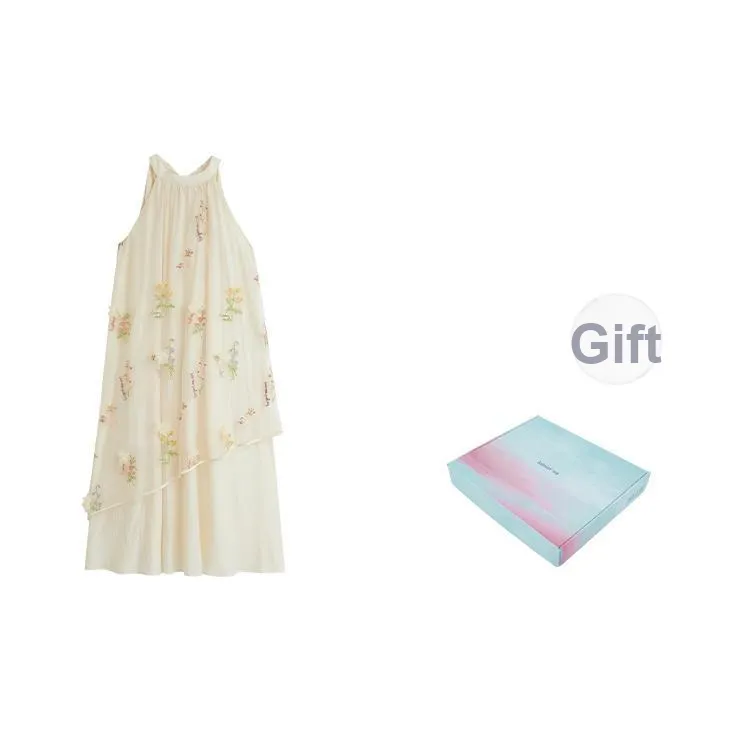 Inman Без рукавов Платье Женское Абрикосовое