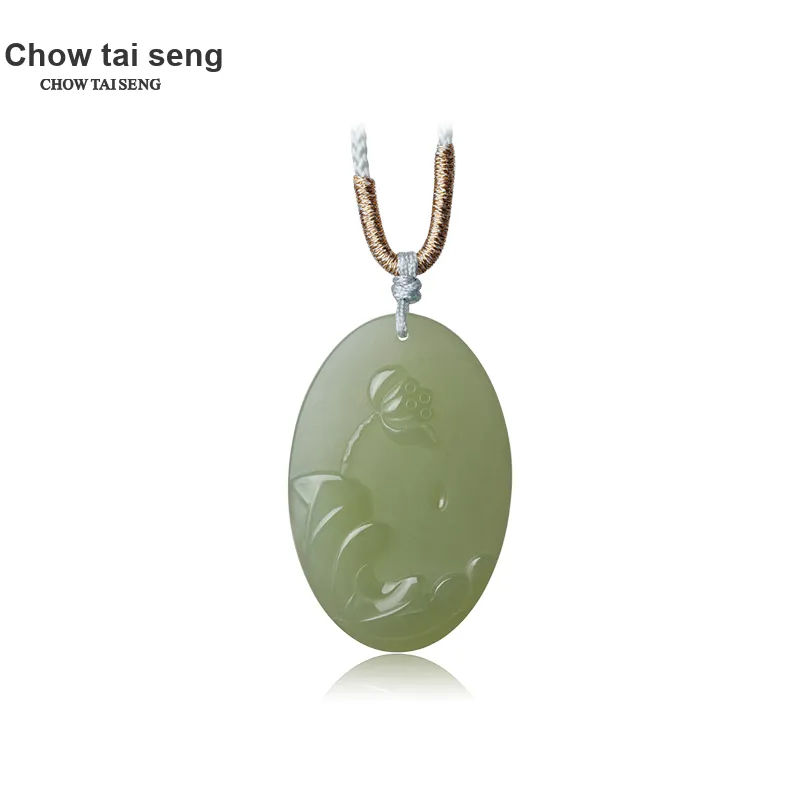 CHOW TAI SENG Hetian Jade Pendants Green Jade Unisex-2