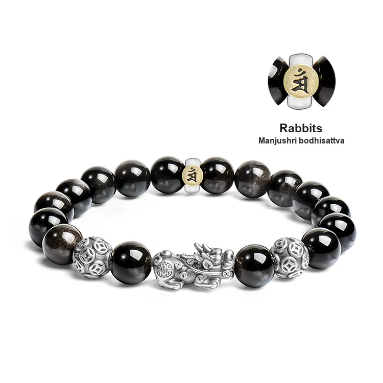 YINXIANGMOU Obsidian Bracelets Men's-14