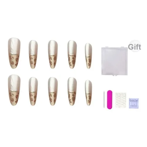 ORANOT Позолоченный Французский Леопардовый принт Ручной Кошачий глаз Роскошь Премиум False Nail Средний LADDER 24mm