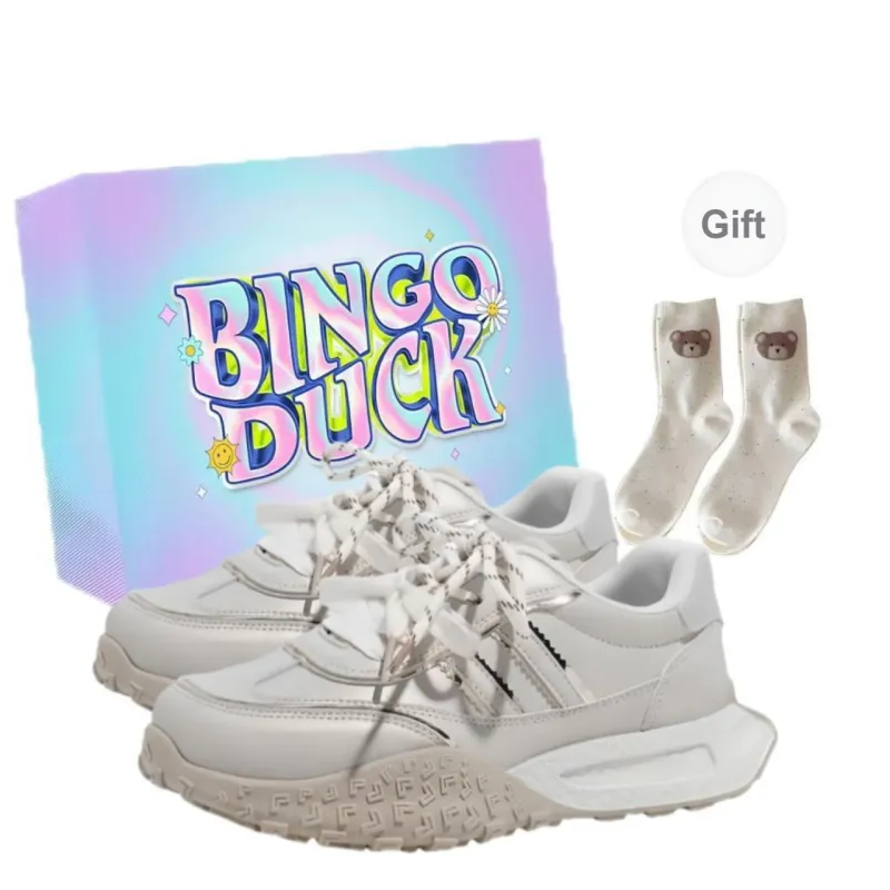 BINGO DUCK Slip Resistant Low Top Chunky Sneakers Women's-0
