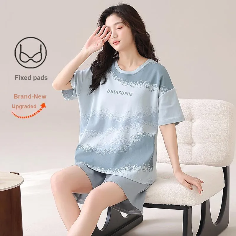 CHUDUAN Pajama Set Women's Light Blue-2