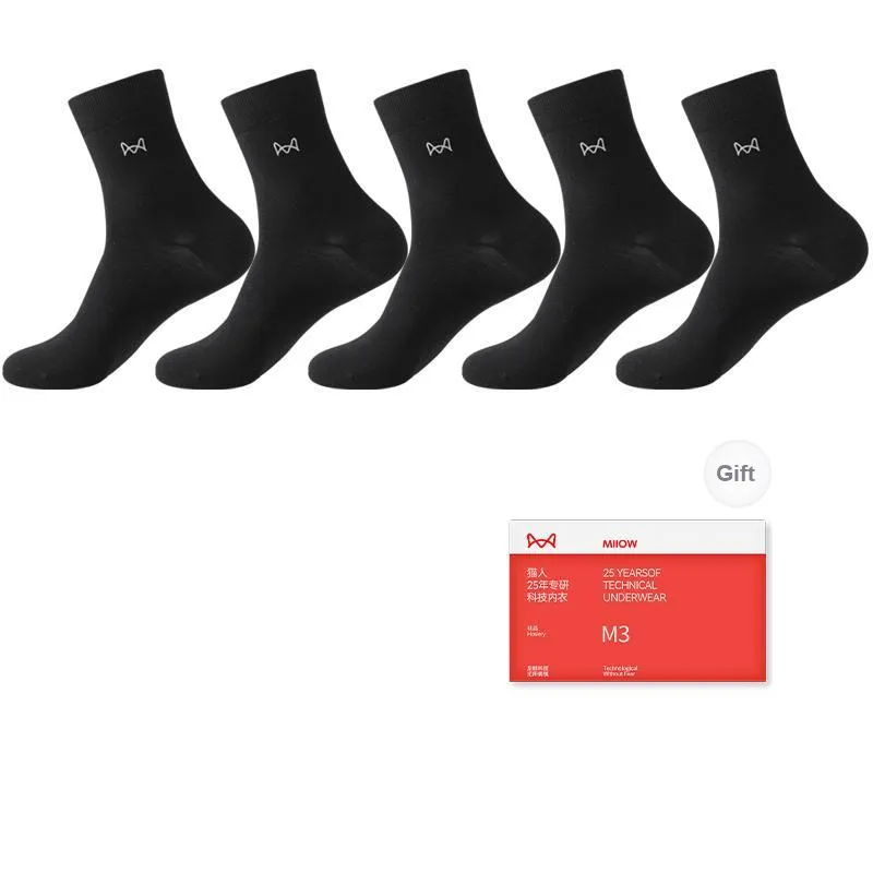 MIIOW Mid Calf Socks Men's 5 Pack Gift Box Set-4