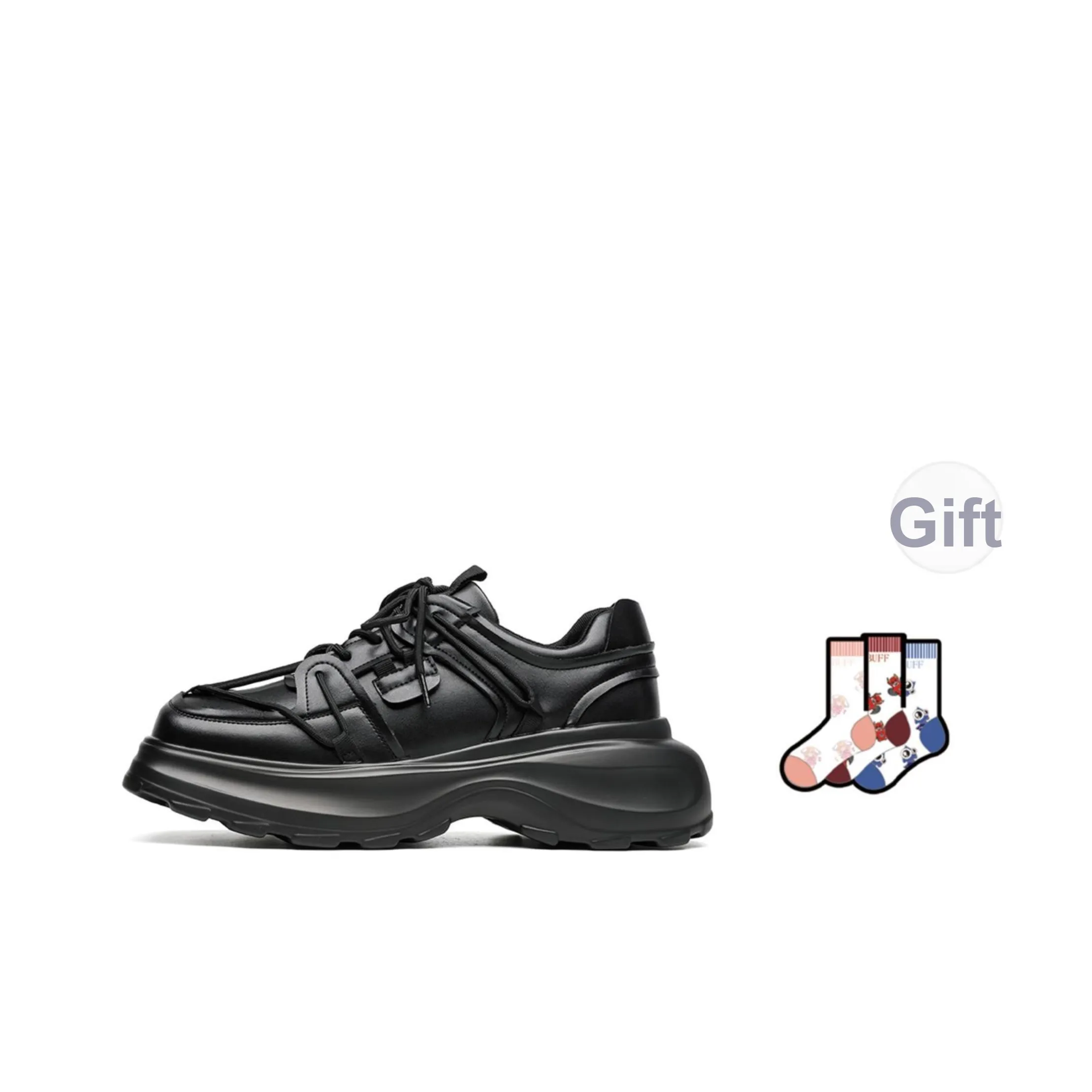 BUFFALO BOUND Юбка Устойчивая к истиранию Низкий Топ Толстая подошва Кроссовки Унисекс Звездная Черная