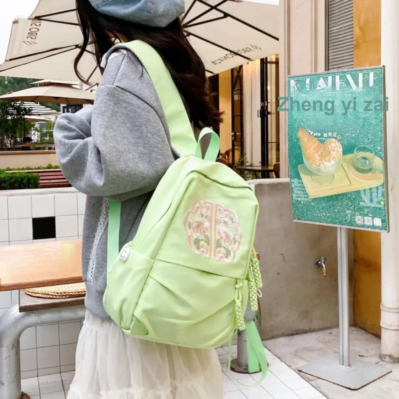 URBAN FOREST Nylon Backpack Unisex Green/Blue/Orange Red/Black/White-1