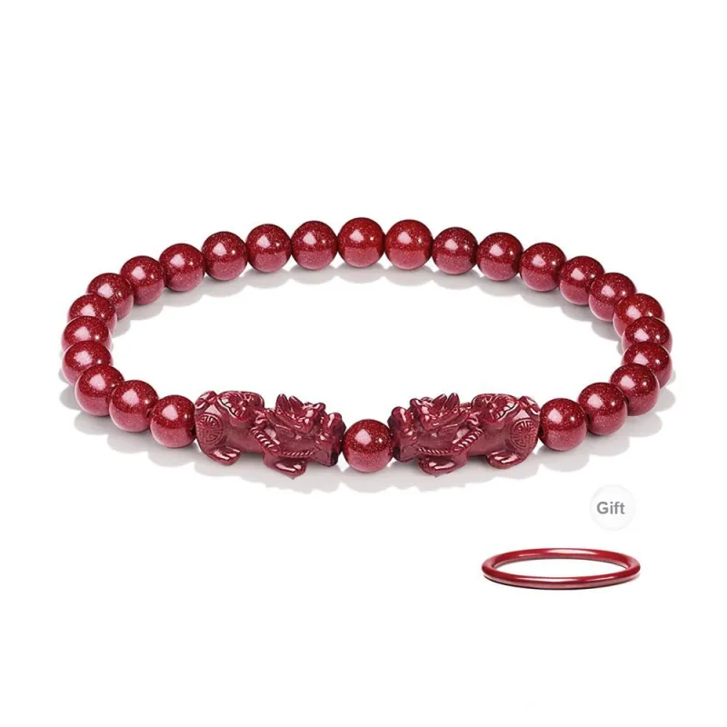 HAPPY BEAN Reconstructed Cinnabar Bracelets Unisex-0