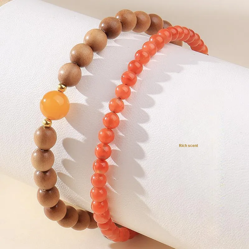 Moon Seal Hundred Rivers Laoshan Sandalwood Bracelets Unisex-3