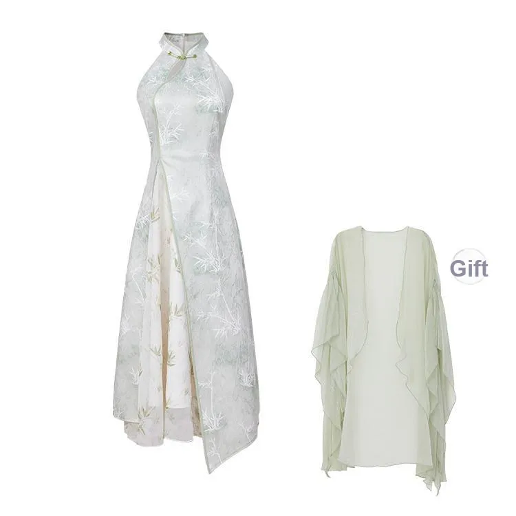 Blovelan Cheongsam Women's Bamboo Leaf Green