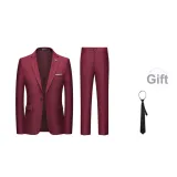 Burgundy Two-Piece Set with Tie