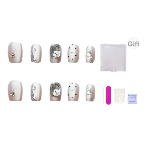 ORANOT Позолоченный Гороховый узор Кокетливый стиль Стразы Украшенный Роскошь False Nail MID Длина (размер в длину) Телесный цвет Смужка 24мм