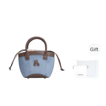 Karkki Cow Suede Shoulder Bag, Crossbody Bag, Handbag Regular Women's Niagara Blue