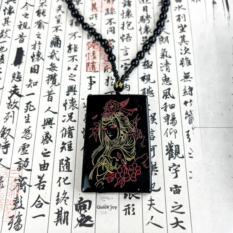 JIAOSHIYU Natural Obsidian Jade Necklaces Women's-2