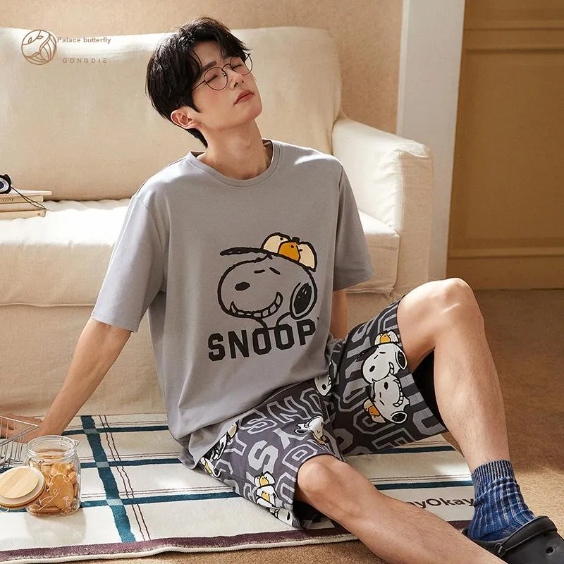 Gongdie x SNOOPY/, Pajama Set Men's Gray, Gift Box Set-1
