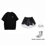 Snowmelt Shorts-Black+Black Short-Sleeved (Random Style)+Free Random Sports Socks