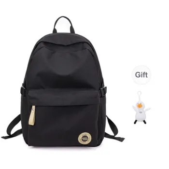 TAKI Nylon Versatile Large Capacity Student Backpack Regular Unisex Black/White/Khaki