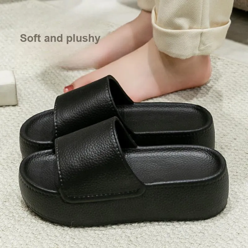 LUNNIFEIYA Platform Slippers High Heel Slip Resistant Versatile Height Increasing Home Slippers-3