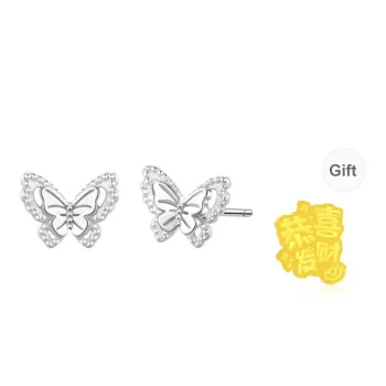 Lao Feng Xiang S999 Fine Silver Stud Earrings Women's