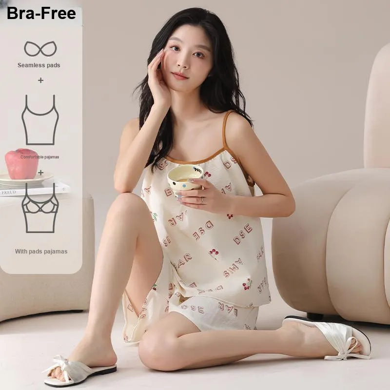 BONAS Pajama Set Women's Summer Cherries-3