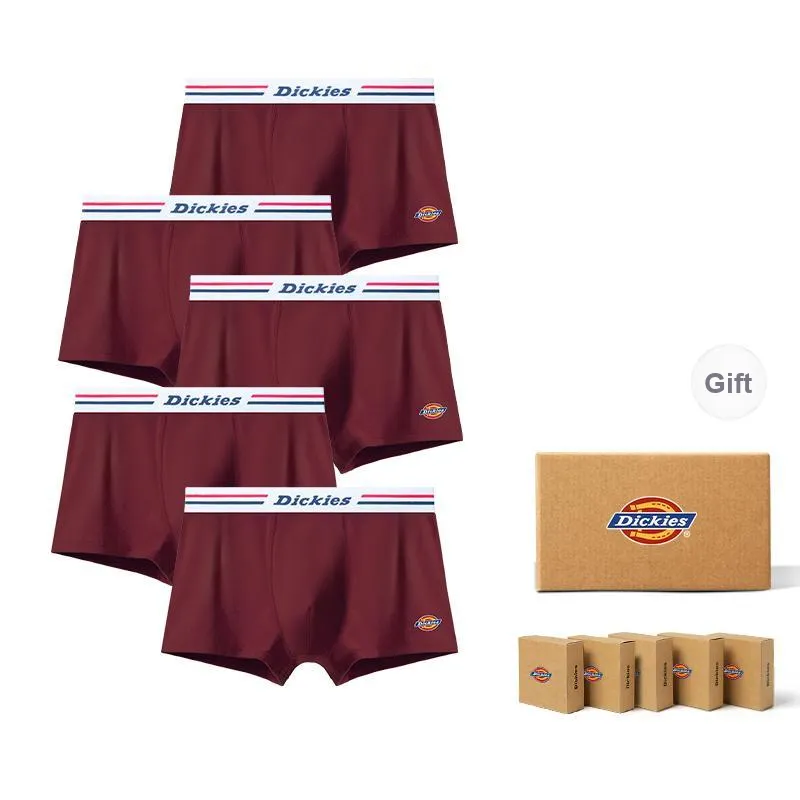 Dickies Underpants Men's Seamless Print LOGO Breathable Skin Friendly Sports Square Panty Gift Box Combo Set-42